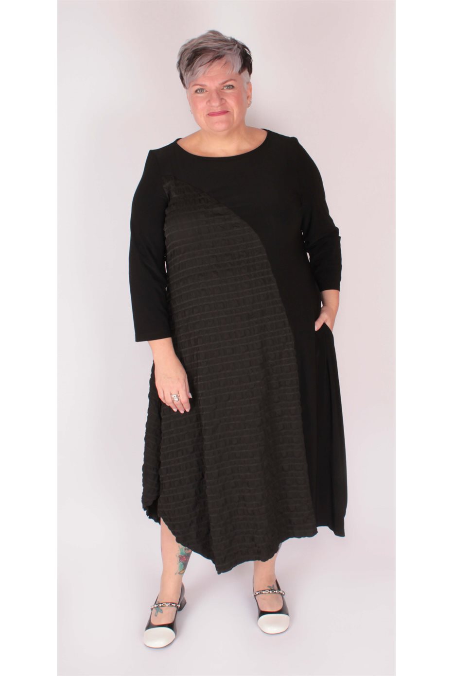 Black Asymmetrical Hankerchief Dress 